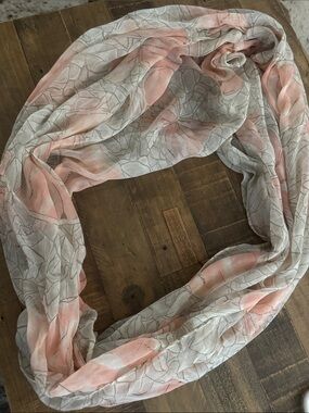 Lightweight Floral Infinity Scarf in Blush and Ivory